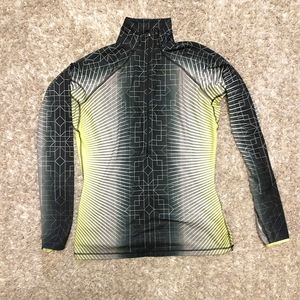 Nike Pro Workout Zip Up in Black/Yellow/Grey Size Large